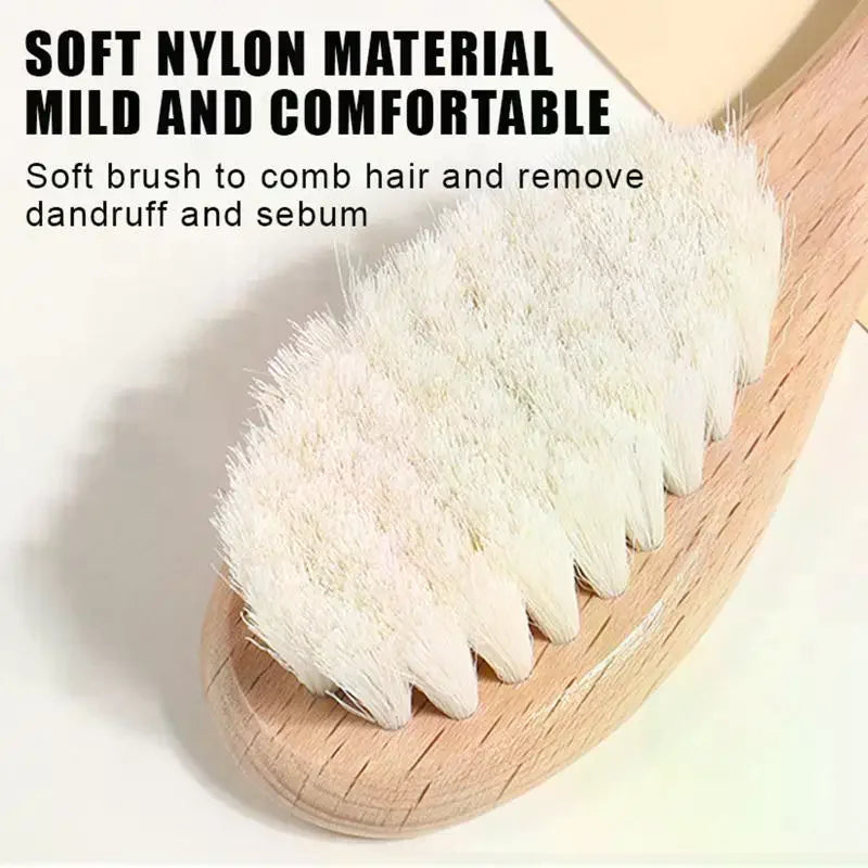 Baby Beech Wood Cushion Comb & Wool Brush Set | 2/3 Pcs Baby Grooming Set QXL