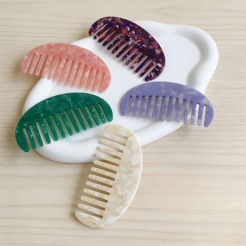 Acetate Wide Tooth Hair Comb | Retro Korean Style for Women Wide Tooth Hair Comb QXL