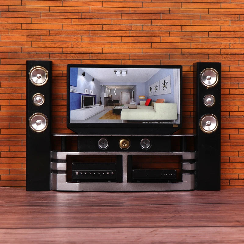 1:12 Scale Dollhouse Mini TV Set | Living Room Decor Dollhouse Miniature QXL