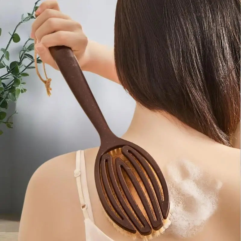 Long-Handle Bath Brush | Soft Boar Bristle Body Scrubber Bath Body Brush QXL