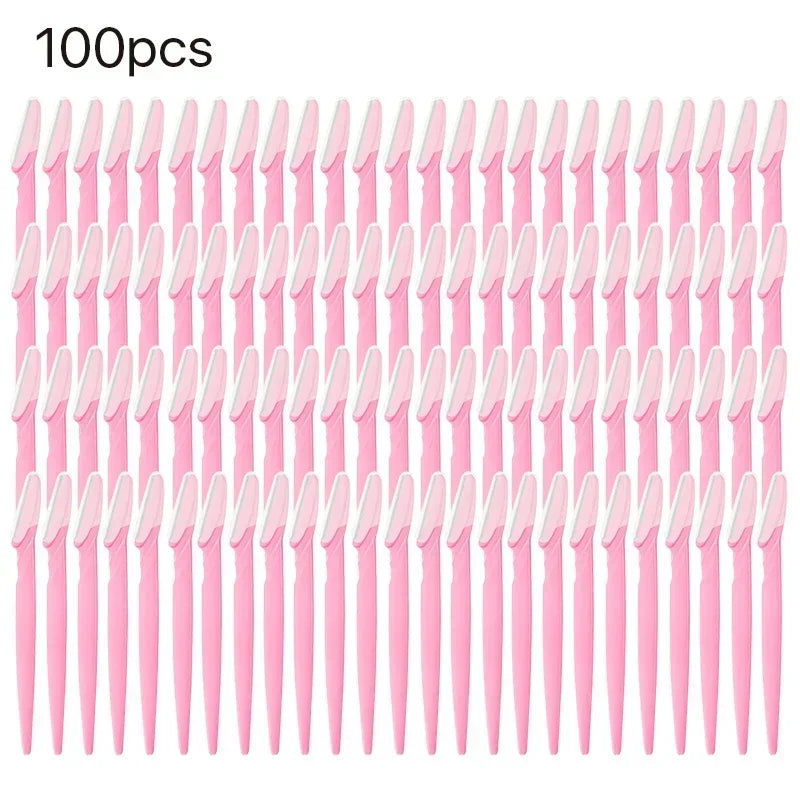 VVOCCI Eyebrow Razor Face Trimmer | 5–100 Pack Bulk Eyebrow Face Razor QXL M7 Pink 100pcs
