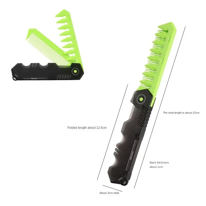 Men's Folding Pocket Comb – Wide & Fine Tooth Beard Styler Folding Pocket Comb QXL Green