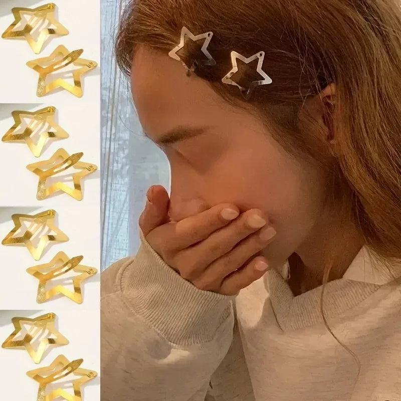 Golden Star Mini Hair Clips – Sweet Starlight Hairpins 5/12 Pack Hair Clips Set QXL