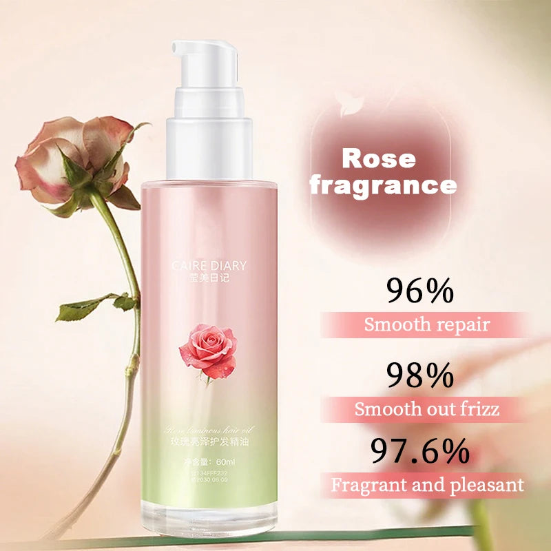 Rose Brightening Hair Oil | Smooth Frizz, Define Curls Daily Hair Care Oil QXL