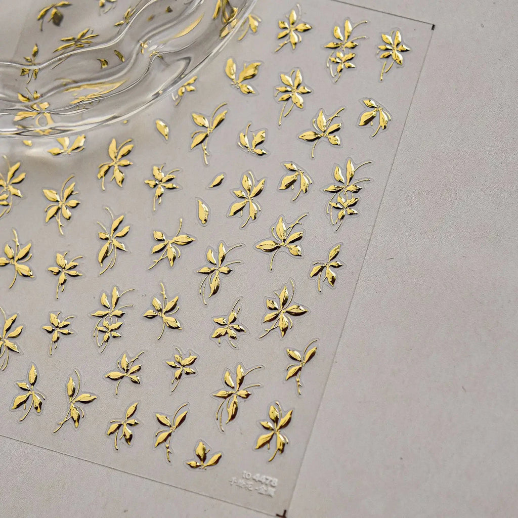 5D Hot Stamping Floral Nail Art Stickers | Botanical Decals Nail Art Stickers QXL