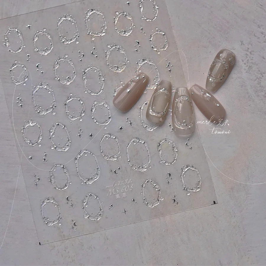 5D Crystal Diamond Nail Stickers | Pearl Chain French Decals Nail Art Stickers QXL