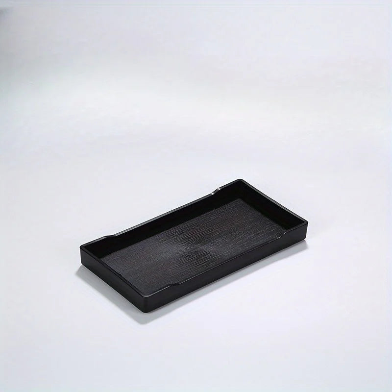Wood Grain Plastic Serving & Toiletry Storage Tray Serving Storage Tray QXL Black