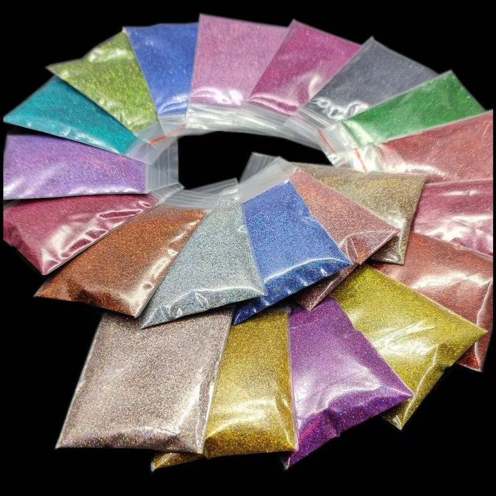 Holographic Nail Glitter Powder | Chrome Rainbow Laser Effect Nail Glitter Powder QXL