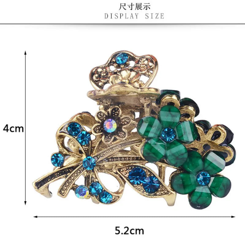 Women Rhinestone Butterfly Flower Hair Clips & Barrettes Decorative Hair Clips QXL