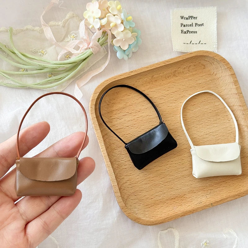 Miniature PU Leather Doll Handbag | 1/12 Dollhouse Accessory Doll Accessory QXL
