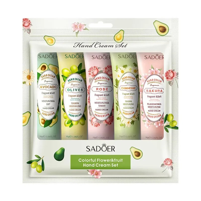 SADOER 5-Piece Travel Hand Cream Gift Set | 5 Fragrances Hand Cream Set QXL Color C