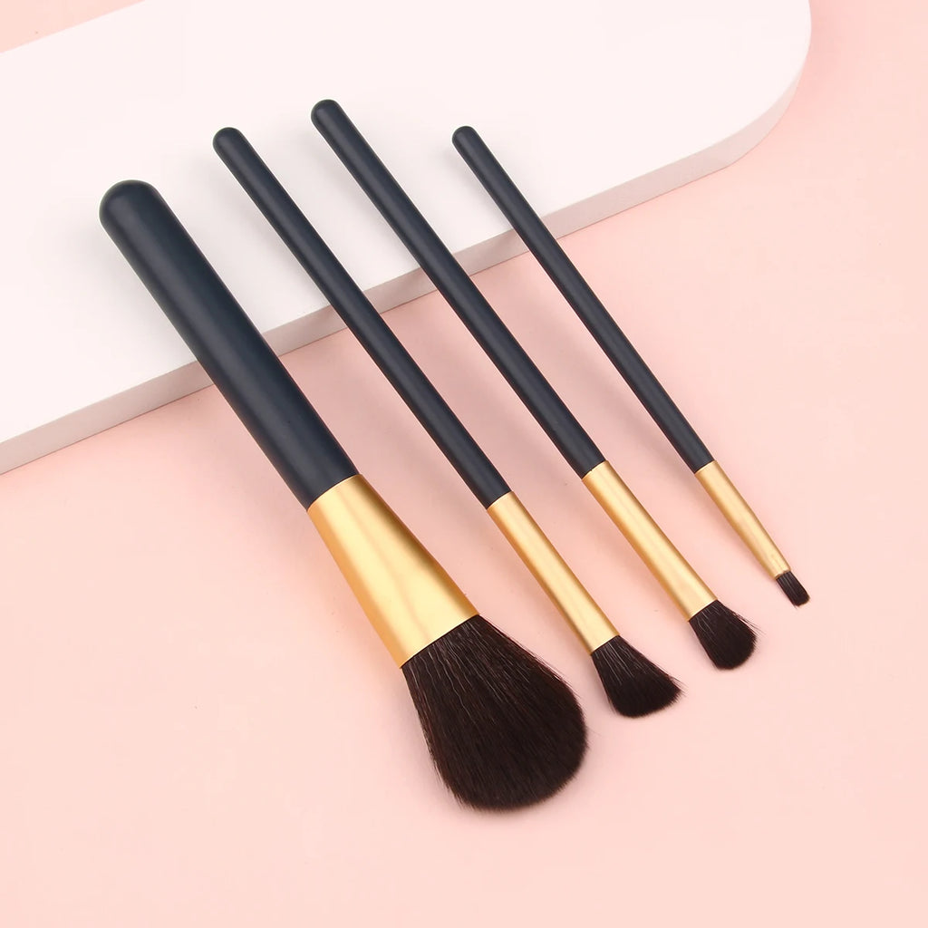 KOSSHOW 4-Piece Makeup Brush Set | Powder, Blush & Eye Makeup Brush Set QXL black
