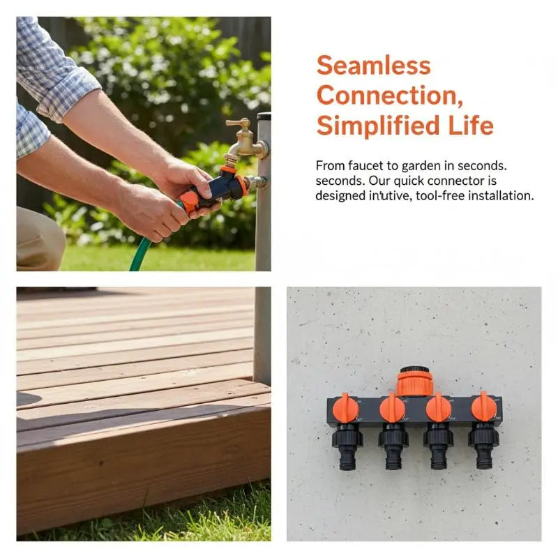 4-Way Garden Tap Splitter | Leakproof Drip Irrigation Connector Drip Irrigation Splitter QXL