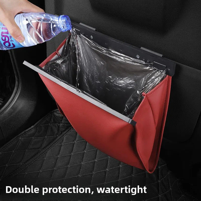 Car Leather Trash Bag | Magnetic Rear Seat Organizer Car Seat Organizer QXL