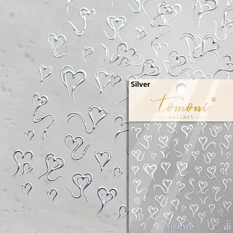 3D Kawaii Heart Nail Art Stickers | Self-Adhesive Decals 4 Styles