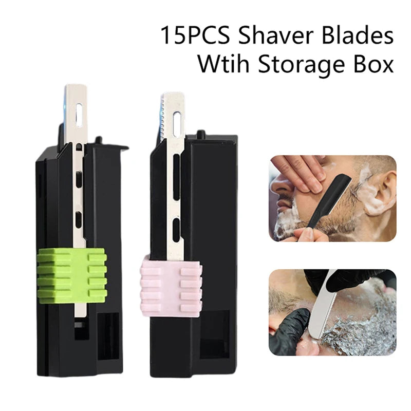 15-Pack Single-Sided Stainless Steel Razor Blades with Pusher Razor Blades QXL