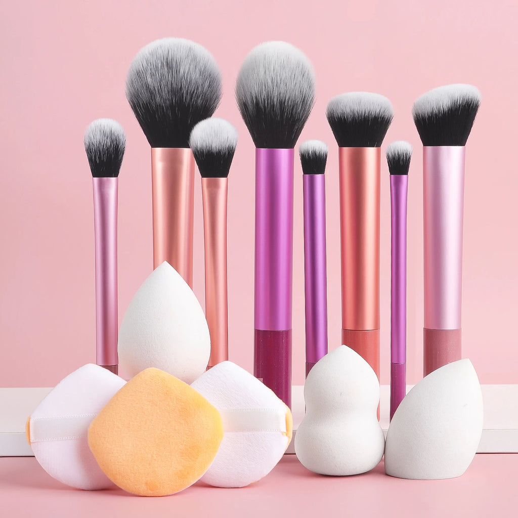 28-Piece Makeup Brush Set with Sponge, Puff & Wash Bowl Makeup Brush Set QXL Multicolor style 5