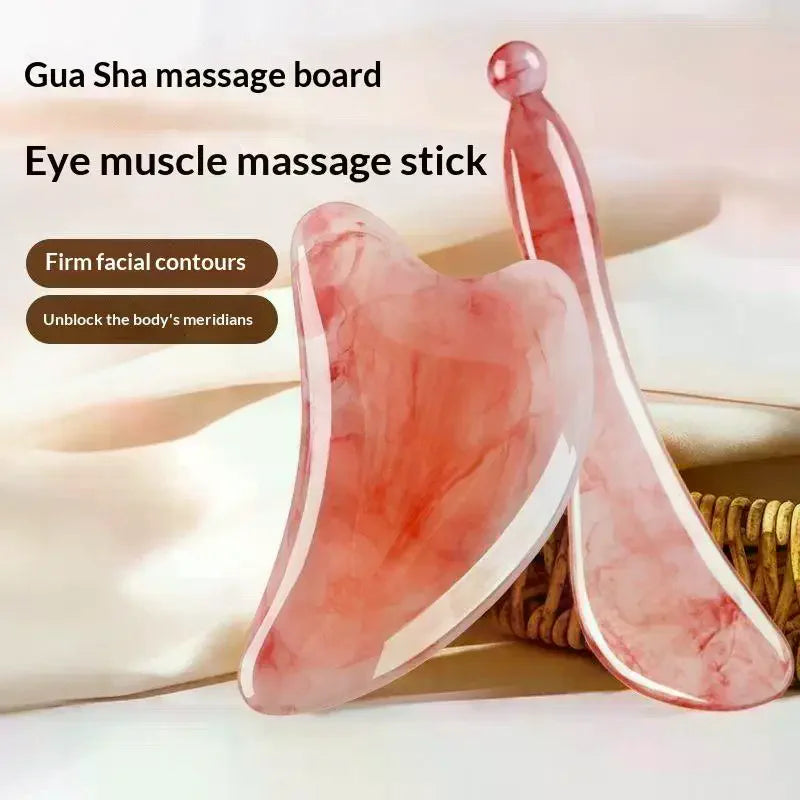 2-Pc Resin Gua Sha Board & Scraping Stick | Face Body Massager Gua Sha Massage Set QXL