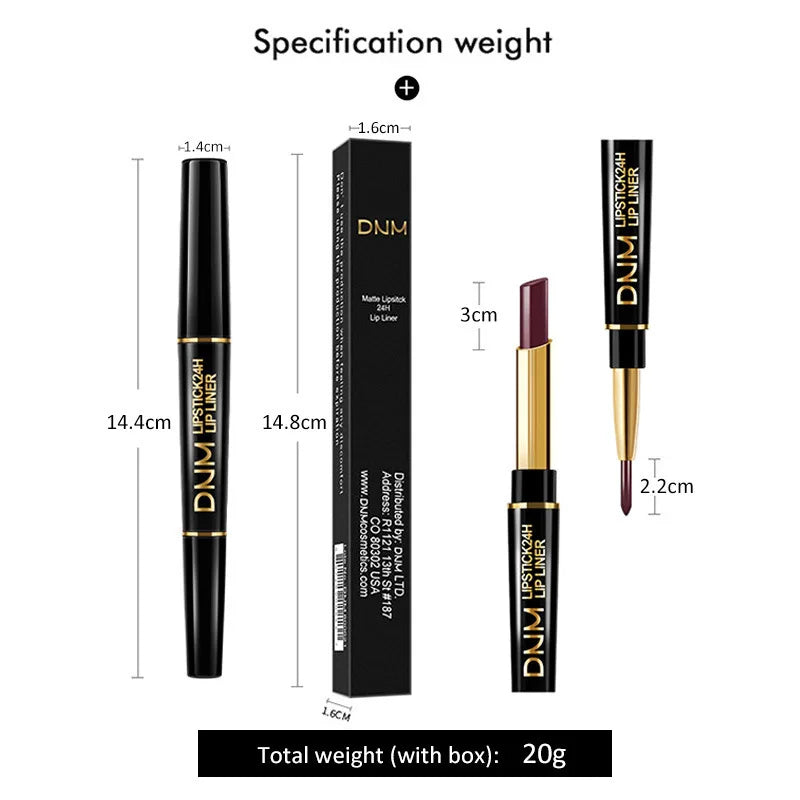 2-in-1 Matte Lipstick & Lip Liner Pencil | Waterproof Pigment Lip Liner Pencil QXL