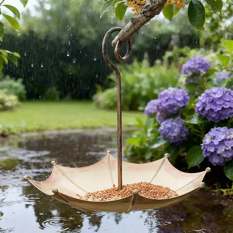 Weatherproof Hanging Iron Bird Feeder | Large Outdoor Tray Hanging Bird Feeder QXL