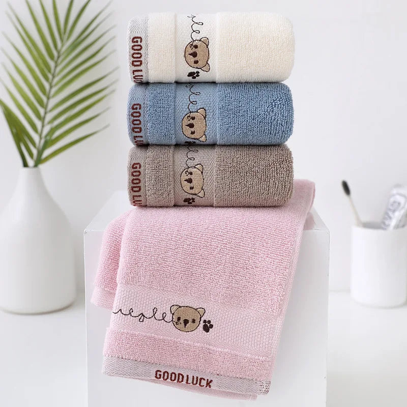 Baby Cotton Bath Towel | Cartoon Bear Washcloth for Newborns Baby Bath Towel QXL