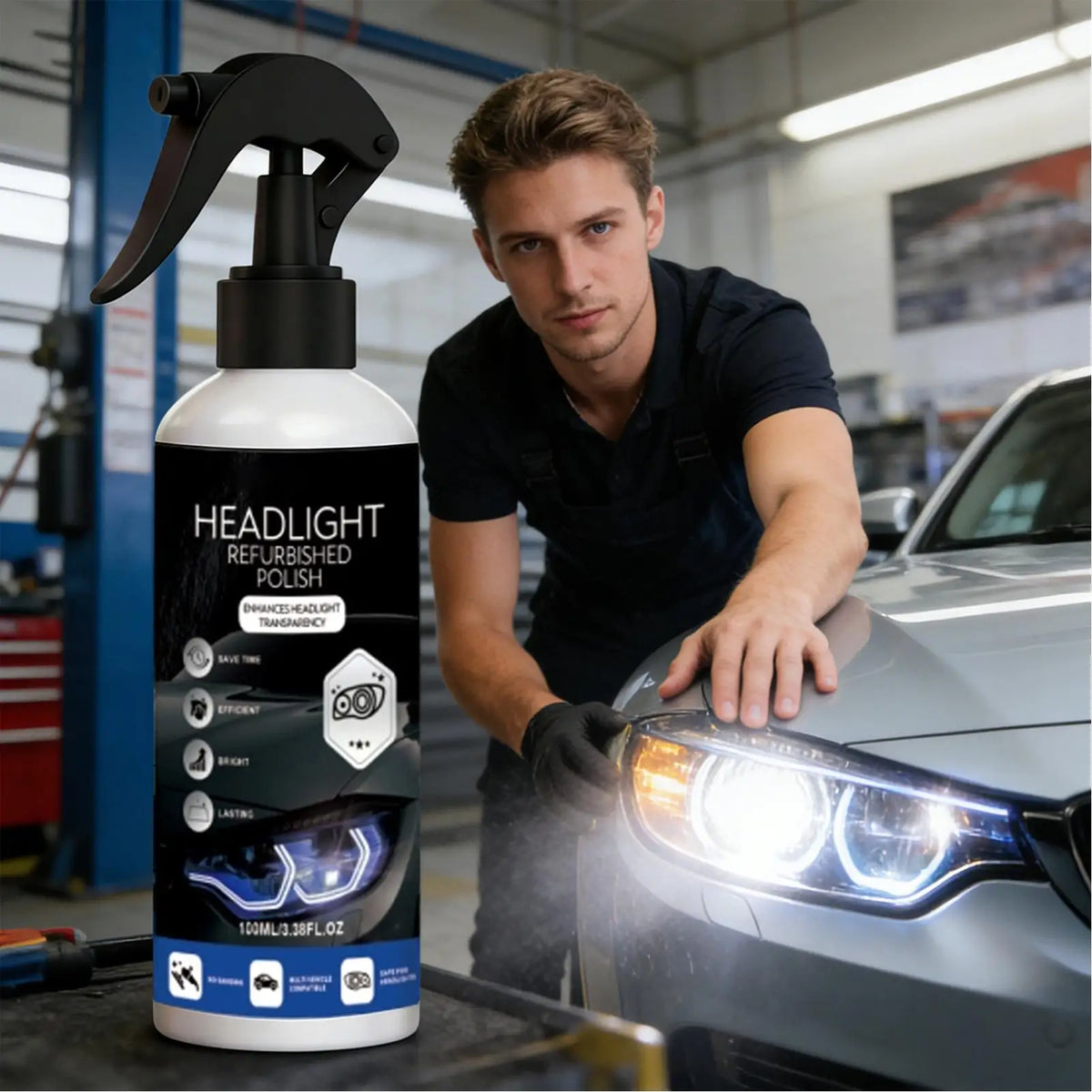 Car Headlight Restoration Spray Kit – Removes Oxidation & Yellowing Headlight Restoration Kit QXL