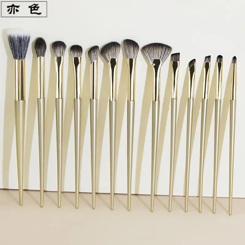 13-Piece Gold-Plated Makeup Brush Set | Eye & Face Tools Makeup Brush Set QXL
