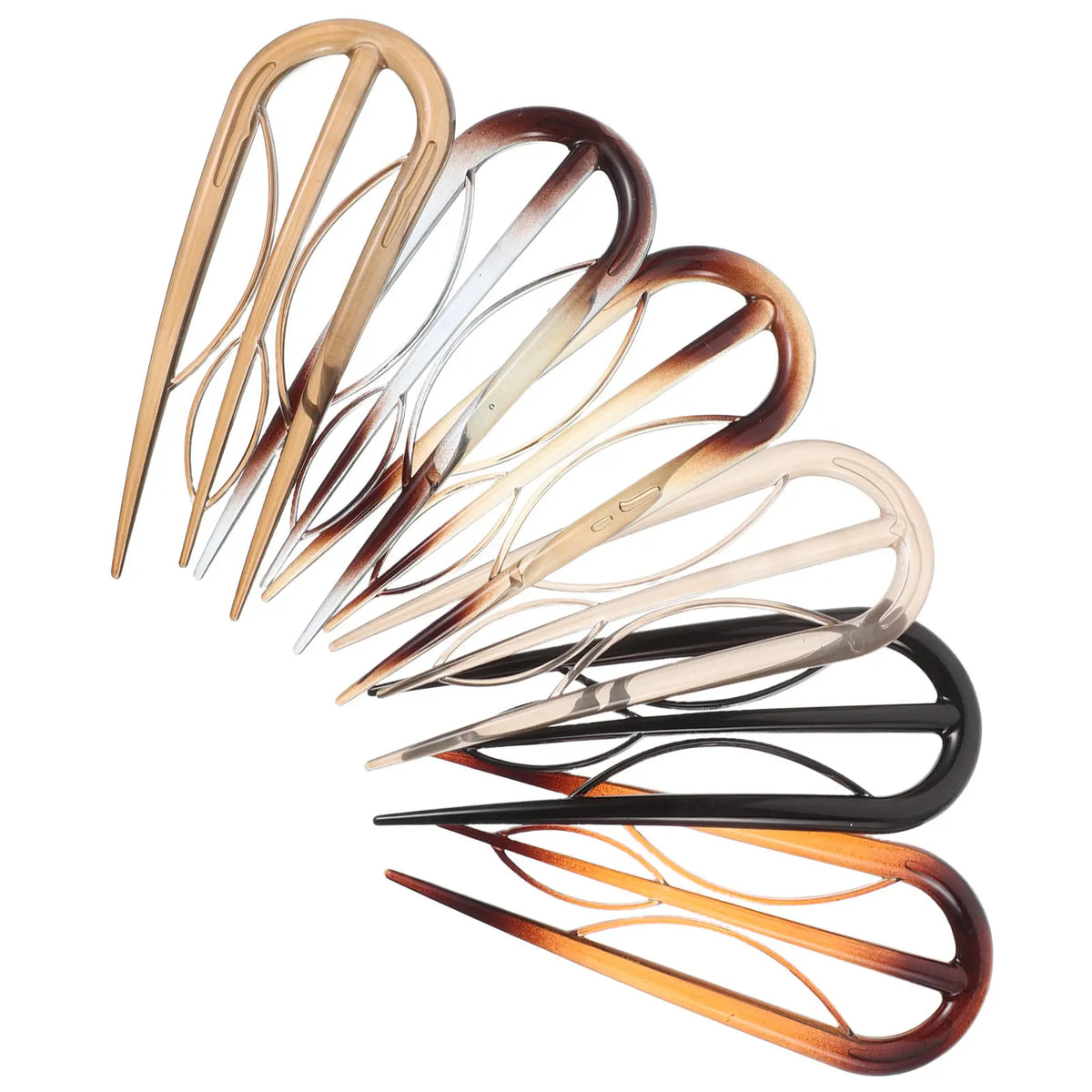 6-Pack U-Shaped French Hair Pins | Vintage Branch Design Hair Pins Set QXL