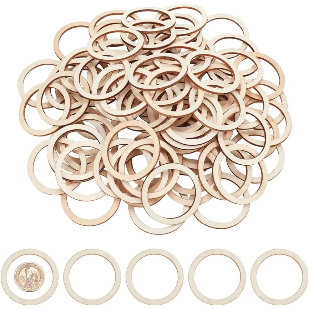 100-Pack Unfinished Wood Ring Slices 5cm | DIY Craft Blanks Wood Craft Blanks QXL