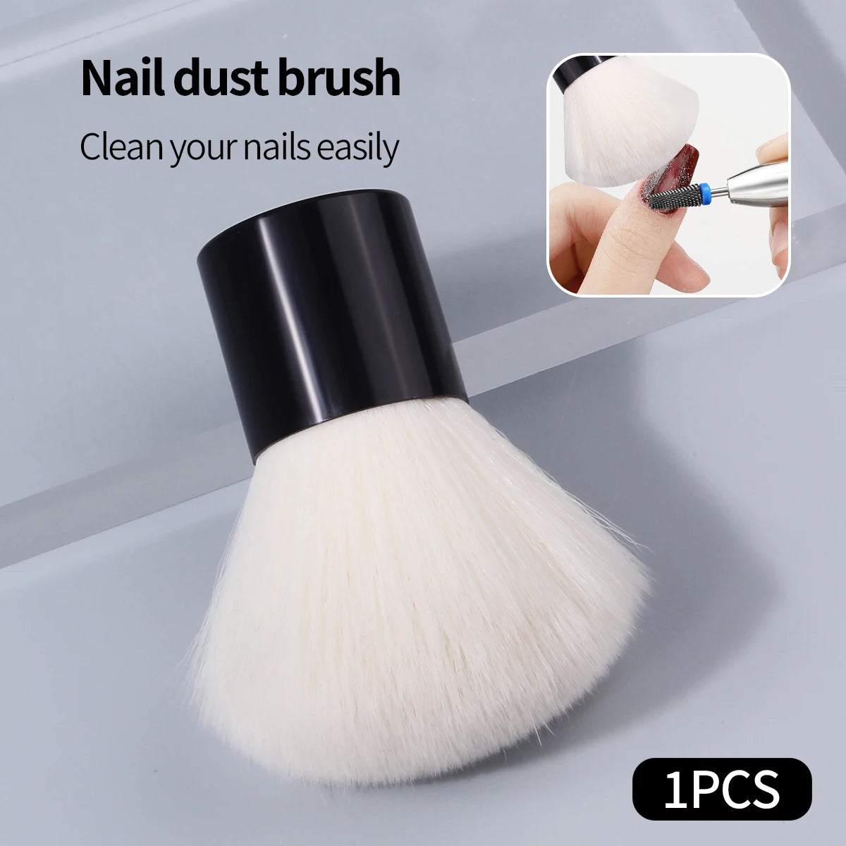 Mushroom Nail Dust Brush – Soft Nylon & Aluminum Handle Nail Dust Brush QXL WHITE