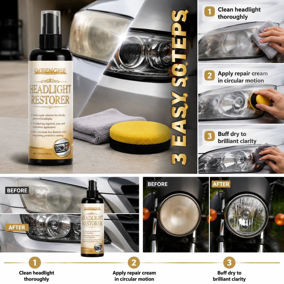 Headlight Restoration Fluid | Clarity & Protective Coating Headlight Restoration Fluid QXL