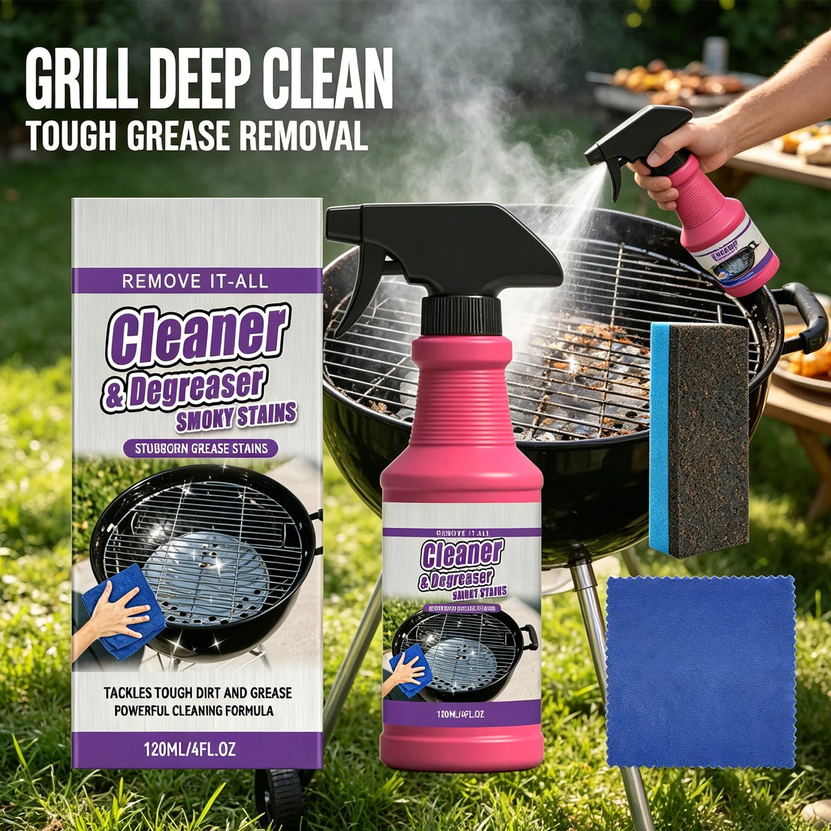 Heavy Duty Grill Cleaner Spray | BBQ Grease & Stain Remover Grill Cleaner Spray QXL