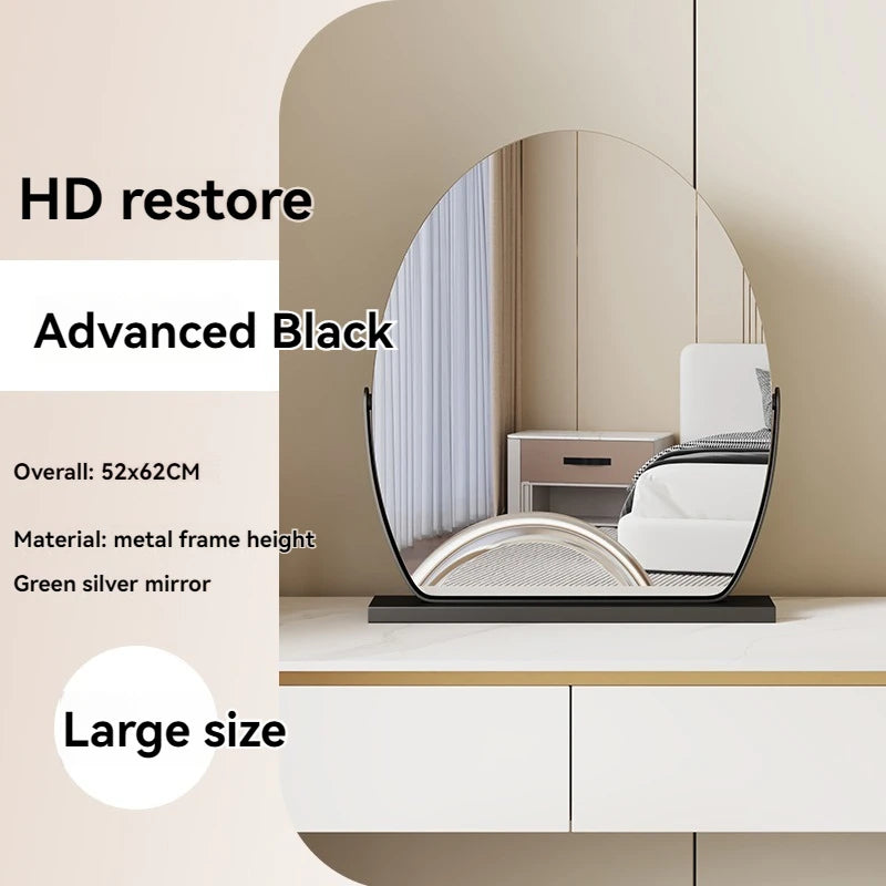 Elliptical HD Rotating Desktop Makeup Mirror | Metal Frame Desktop Makeup Mirror QXL Black W52H62