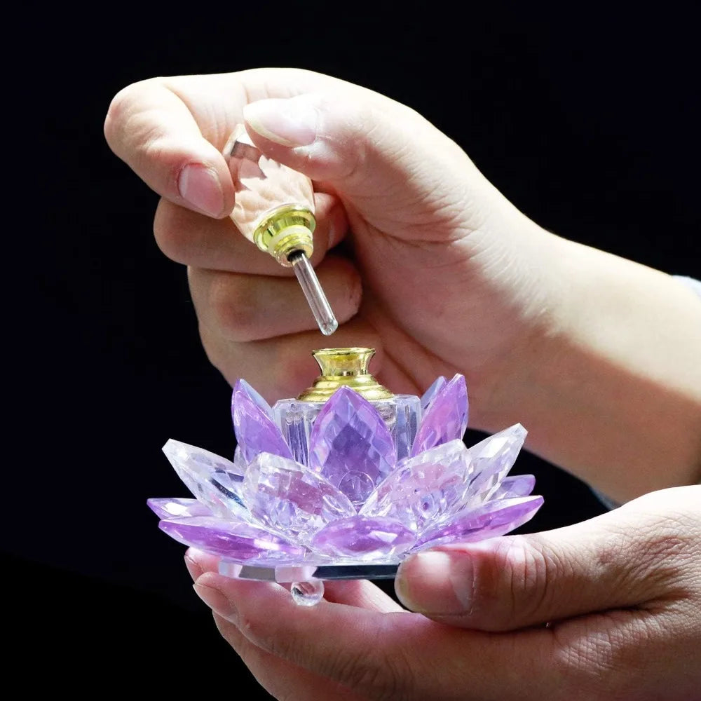 Crystal Purple Lotus Refillable Perfume Bottle | 5ml Glass Gift Refillable Perfume Bottle QXL