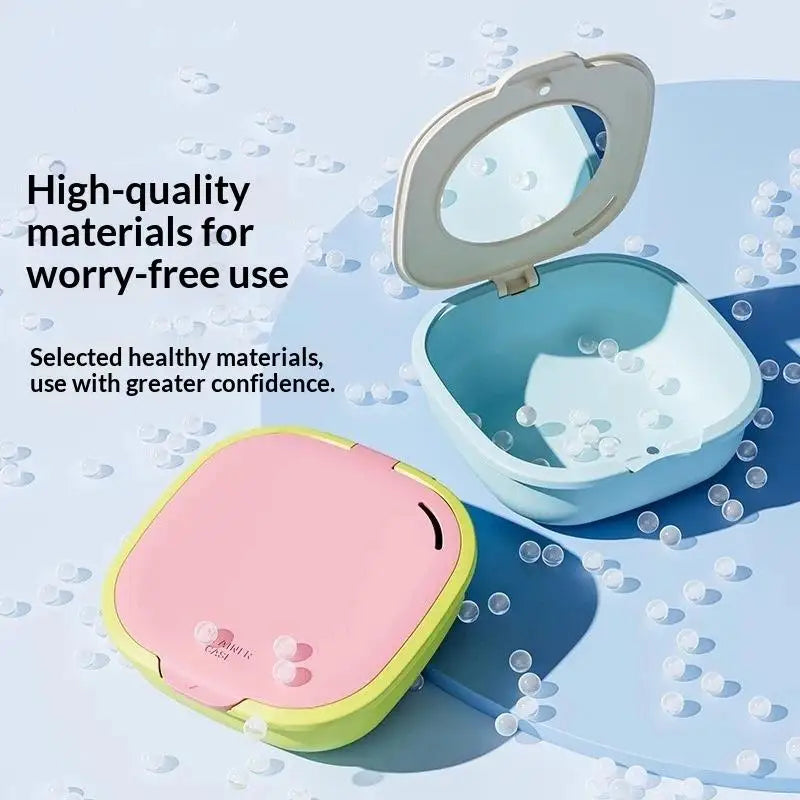 Magnetic Retainer & Denture Storage Box with Mirror Dental Appliance Case QXL