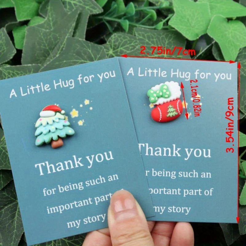 Christmas Mini Hug Cards Resin Santa Snowman Reindeer 10/40pk Holiday Gift Tags QXL