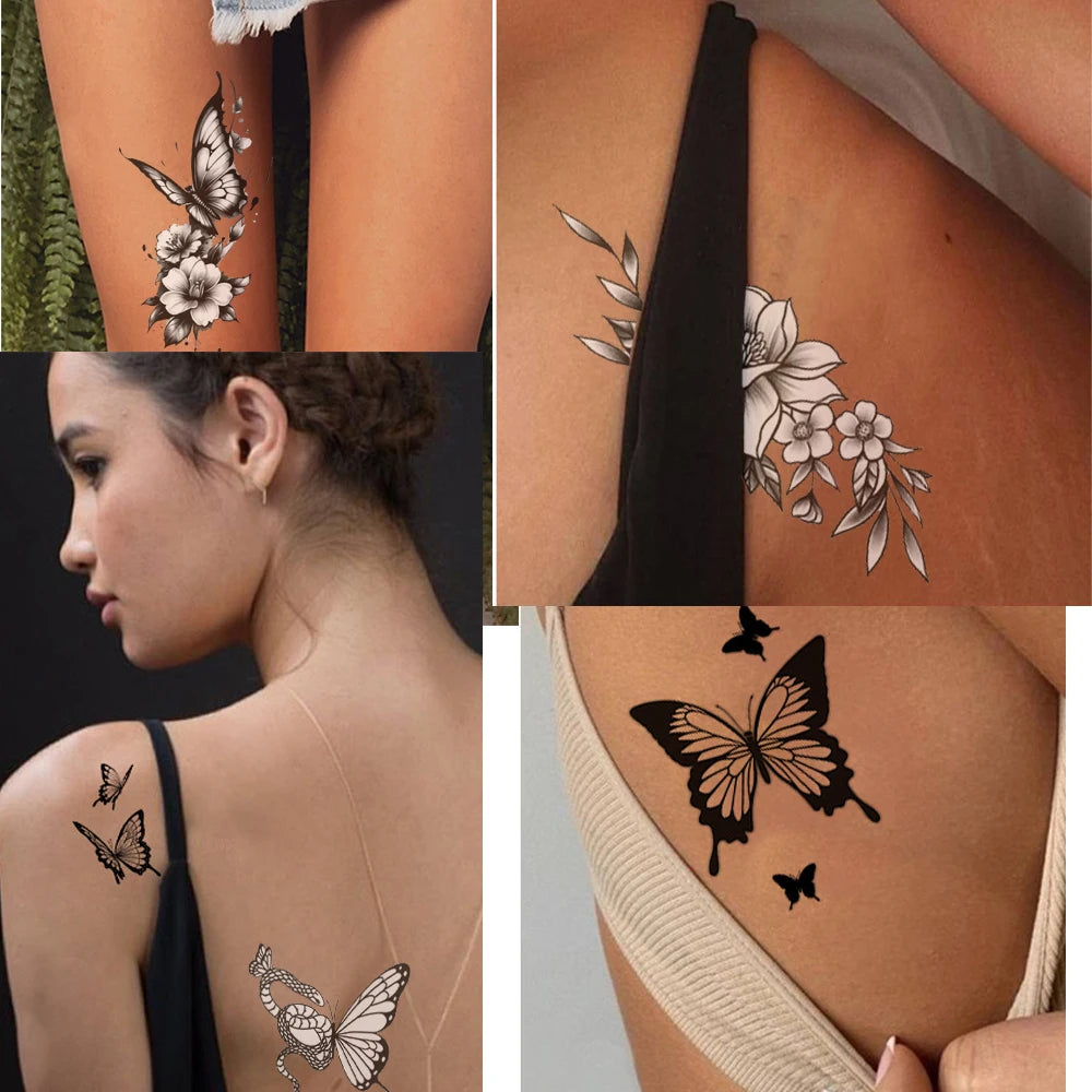 3-Pack Butterfly Temporary Tattoos | Waterproof, Lasts 15 Days Temporary Tattoo QXL