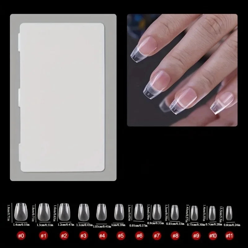 240-Pc Transparent Full Cover Nail Tips | Acrylic Nail Set False Nail Tips QXL
