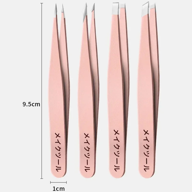 4-Piece Stainless Steel Eyebrow Tweezer Set | Precision Tool Eyebrow Tweezer Set QXL