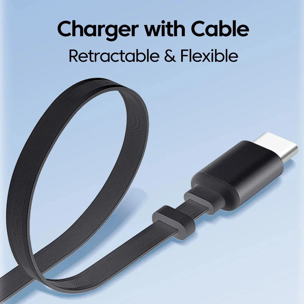80W GaN Fast Charger USB-C Wall Plug with Retractable Cable GaN Wall Charger QXL