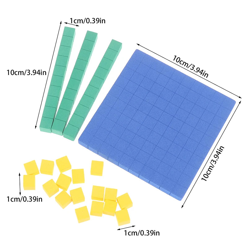 Base Ten Blocks 130-Pc Math Manipulatives | Place Value Set Math Manipulatives Set QXL