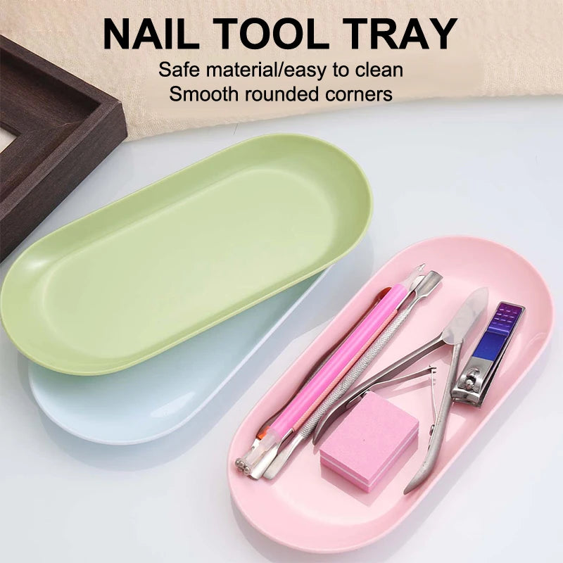 Oval Nail Art Tools Tray | Plastic Manicure Storage Plate Nail Art Storage Tray QXL