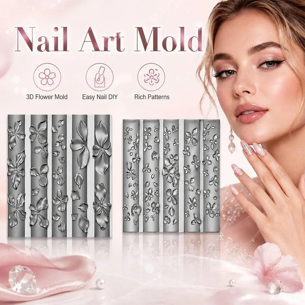 3D Flower Silicone Nail Art Mold | Bowknot Carving Template Nail Art Mold QXL