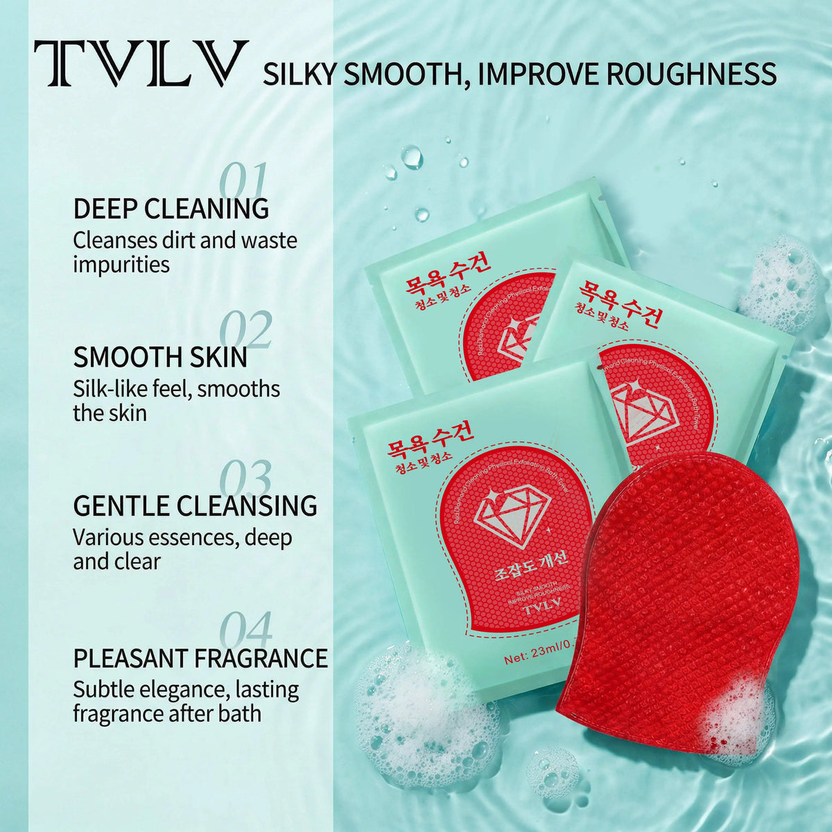 TVLV Exfoliating Bath Mitt | Deep Cleanse & Smooth Skin Exfoliating Bath Mitt QXL