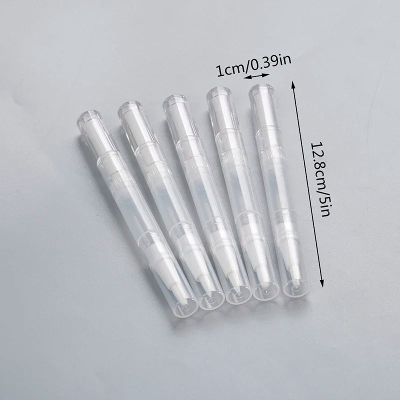 5-Pack 3ml Empty Twist Nail Oil Pens with Brush | Refillable Refillable Applicator Pen QXL
