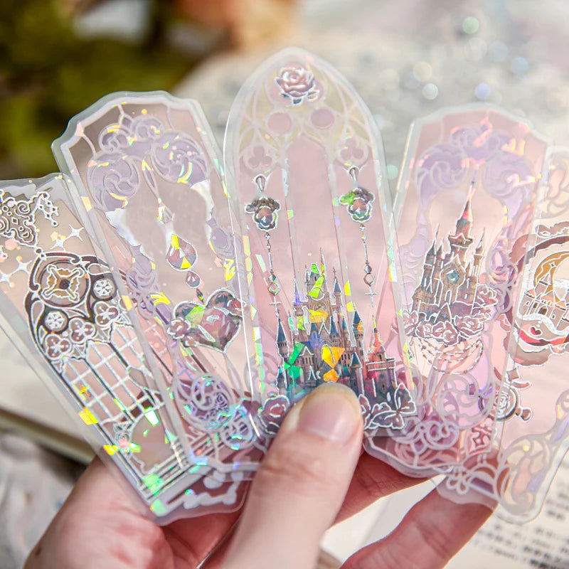 Glitter PVC Bookmarks – Castle & Butterfly Pattern | Gift Decorative Bookmarks QXL