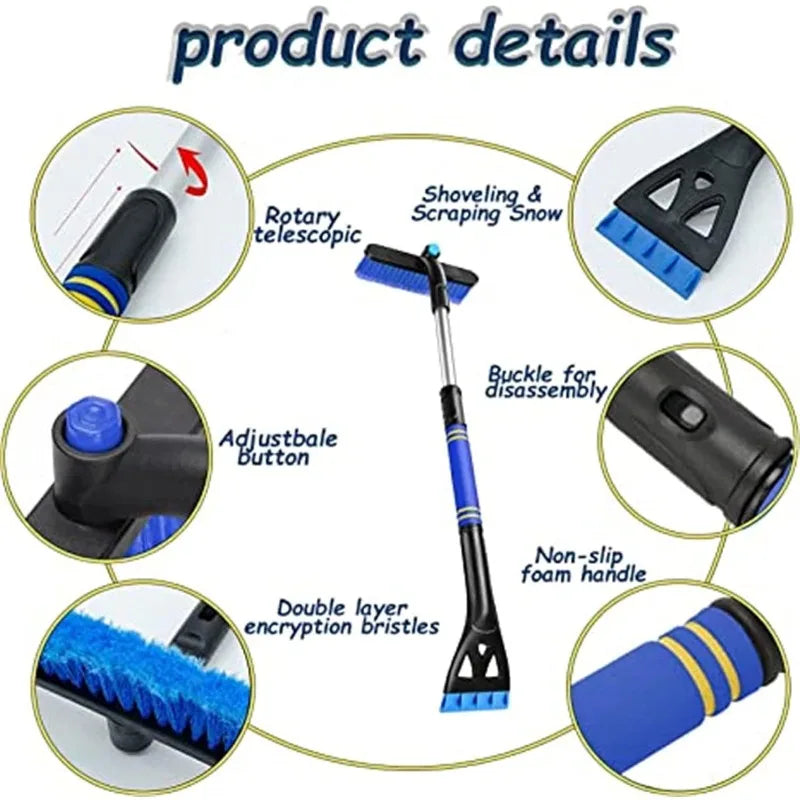 3-in-1 Extendable Car Snow Brush & Ice Scraper – Foam Grip Car Snow Brush QXL