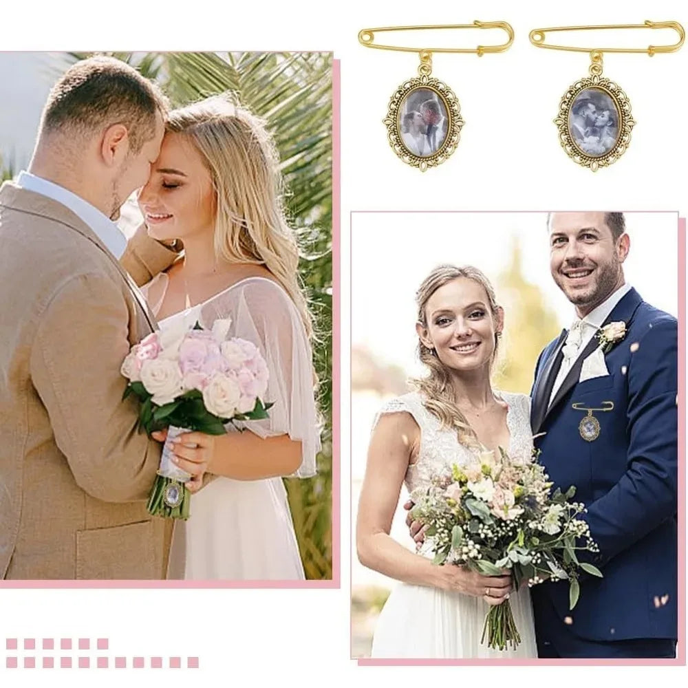8-Piece DIY Photo Brooch Kit | Oval Glass Cabochons & Alloy DIY Brooch Kit QXL