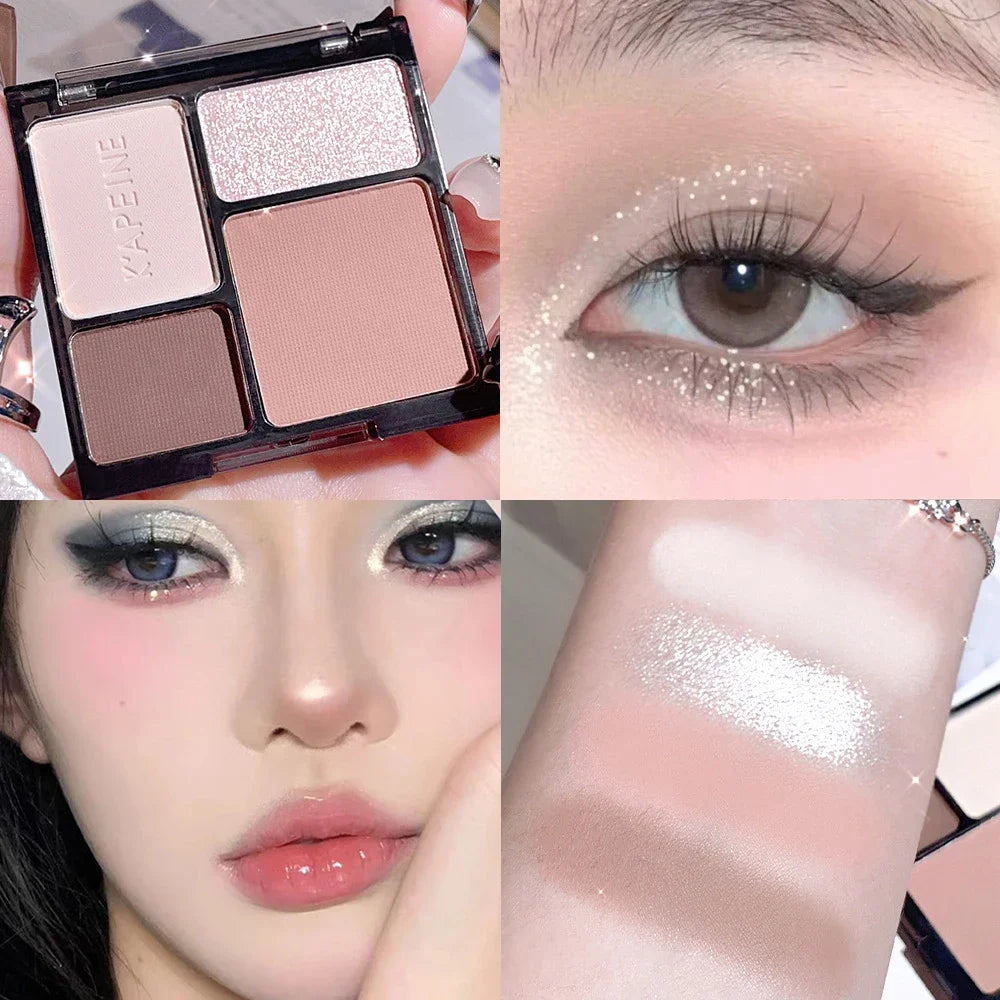 4-Color Eyeshadow Palette | Glitter, Shimmer & Matte Shades Eyeshadow Palette QXL