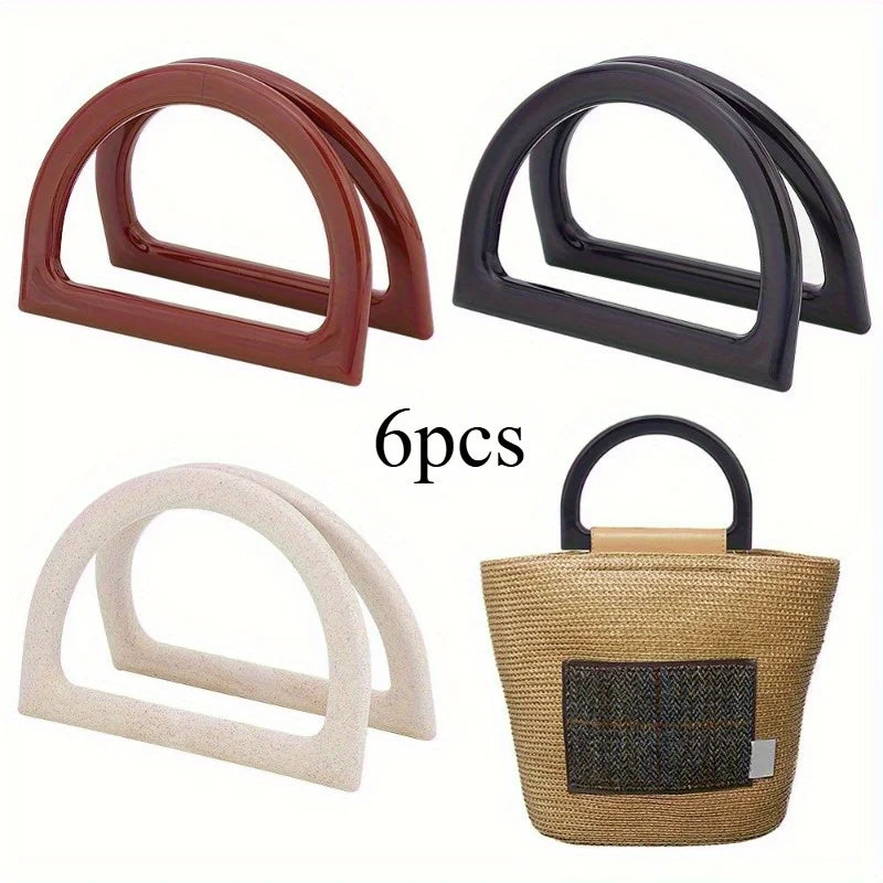 D-Shaped Imitation Wood Bag Handles | 3 Colors DIY Craft Bag Handles QXL 6pcs